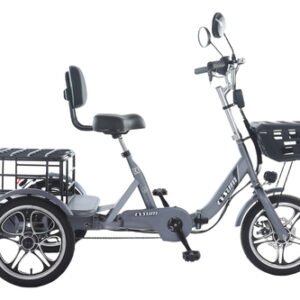 Сгъваем товарен електрически триколка 48V 400W с 16-инчови гуми, електрически велосипед за възрастни хора.